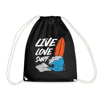 Live Love Surfing - Drawstring Bag - black - Front