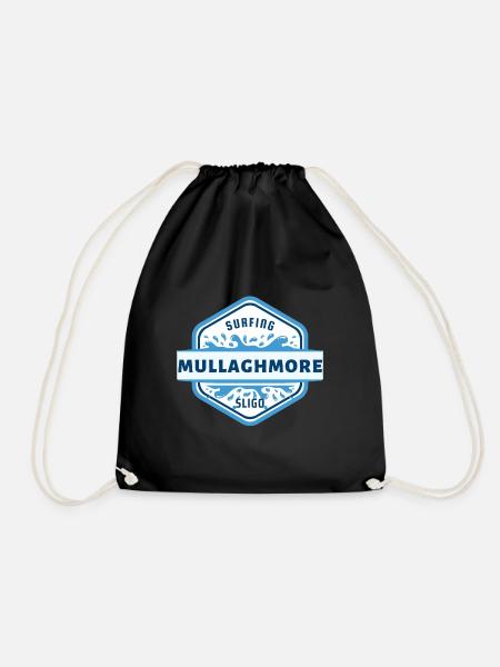 Irish Surfing Designs Mullaghmore Sligo - Drawstring Bag - black