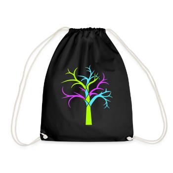 Colorful Tree Winter Autumn Forest Tree Silhouette - Drawstring Bag - black - Front