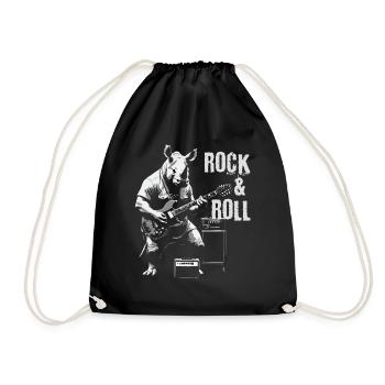 rock and roll animal design - Drawstring Bag - black - Front