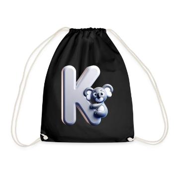 Knuddeliger Koala klettert auf den Buchstaben K - Turnbeutel - Schwarz - Vorne