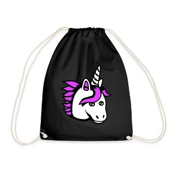 Einhorn Mädchen Hübsch Freundlich Cartoon Pferd - Turnbeutel - Schwarz - Vorne
