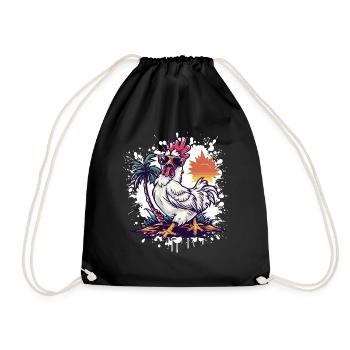 Rooster Island Palm Tree - Drawstring Bag - black - Front