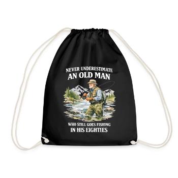 Vintage Grandfather Gift Peach Humor - Drawstring Bag - black - Front