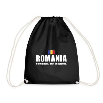 Romania No Winners Only Survivors Romania Rugby - Drawstring Bag - black - Front