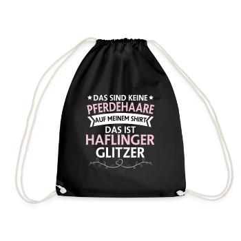 Haflinger Pferd Reiten Reiterin Glitzer Geschenk - Turnbeutel - Schwarz - Vorne
