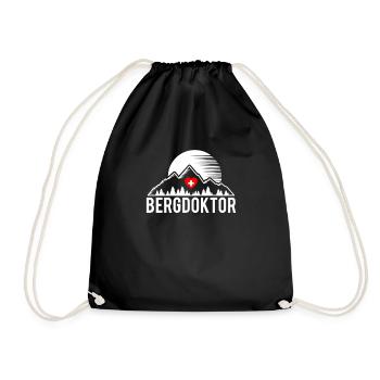 Bergdoktor Berge Alpen Apres Ski Skifahren Boarden - Turnbeutel - Schwarz - Vorne