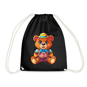 Ours en peluche avec chapeau - Sac de sport léger - noir - Devant