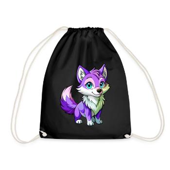 Purple Baby Wolf - Drawstring Bag - black - Front