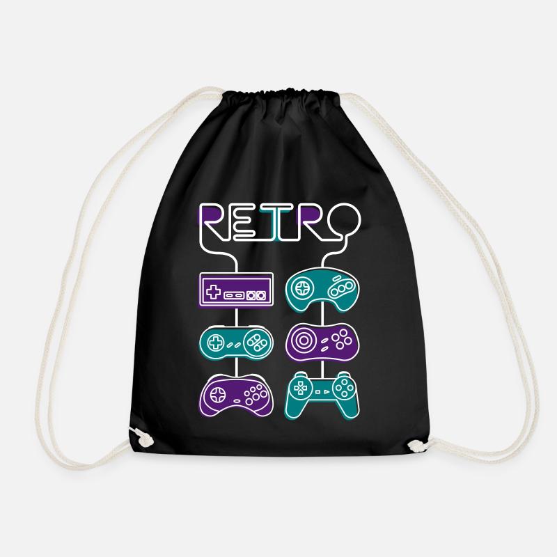 Retro Gaming - Turnbeutel - Schwarz