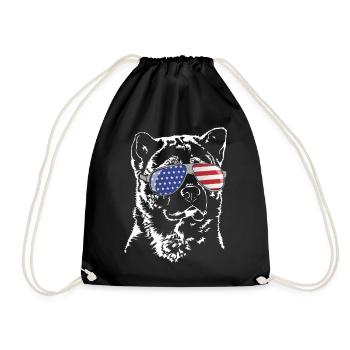 AMERICAN AKITA Sonnenbrille Amerika Fahne - Turnbeutel - Schwarz - Vorne