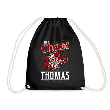 Thomas "Das Chaos hat einen Namen" - Turnbeutel - Schwarz - Vorne
