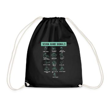 Scuba Diving Hand Signals Gift for Divers - Drawstring Bag - black - Front