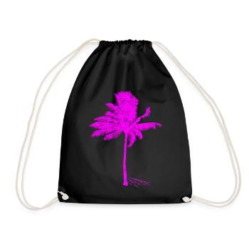 Neon Pink Palme Silhouette - Turnbeutel - Schwarz - Vorne