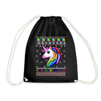 Einhorn-Weihnachten - Turnbeutel - Schwarz - Vorne