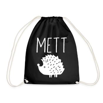 Mettigel Mett Igel Hackfleisch Fleischesser Hackk - Turnbeutel - Schwarz - Vorne