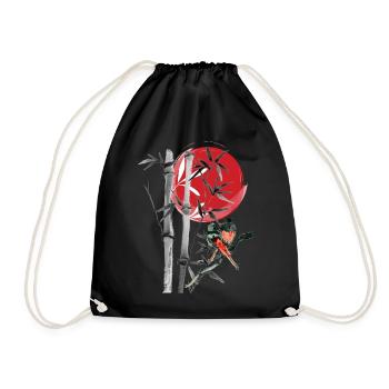 Bamboo row in the red moon - Drawstring Bag - black - Front
