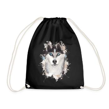 Wolf - Drawstring Bag - black - Front