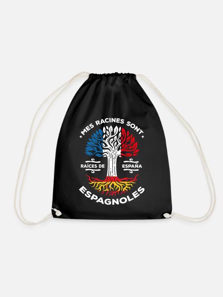My roots are Spanish Tree France Spain - Drawstring Bag - black