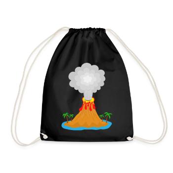 Volcano, eruption, volcanic island, lava, palm trees, mountain - Drawstring Bag - black - Front