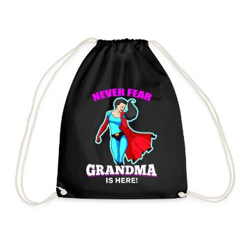 Never Fear Grandma is Here - Drawstring Bag - black - Front