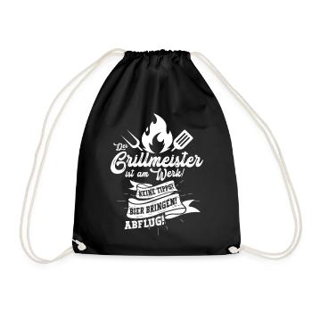 Vatertag Grillmeister Flammenlogo Motiv  - Turnbeutel - Schwarz - Vorne