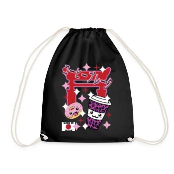 Kaffepause Kawaii Japan - Turnbeutel - Schwarz - Vorne