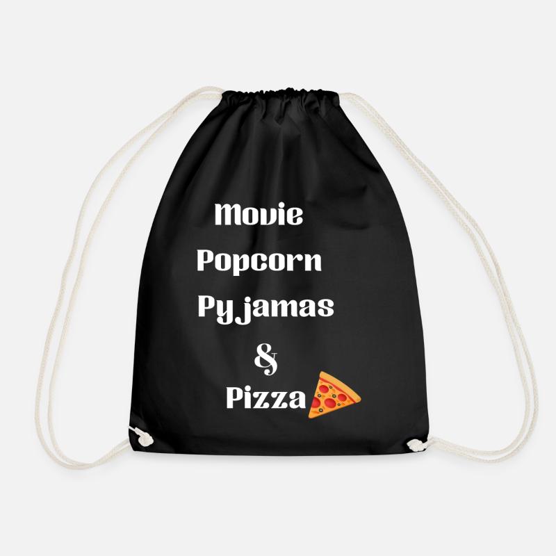 Ein Film, Popcorn, Pyjama und Pizza - Turnbeutel - Schwarz