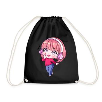 Kpop Anime Mädchen Finger Herz Saranghae Kawaii - Turnbeutel - Schwarz - Vorne