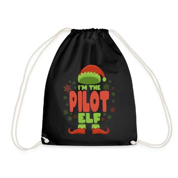 Pilot Christmas Elf - Drawstring Bag - black - Front