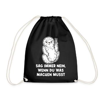 Faul Urwald Tier Faultier Statement Dschungel - Turnbeutel - Schwarz - Vorne