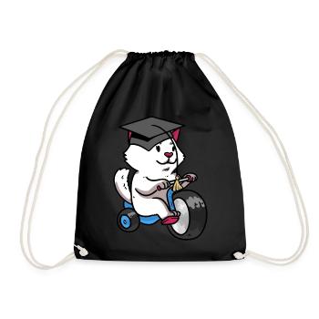 Cat Tricycle Riding Test Kids Baby Riding - Drawstring Bag - black - Front