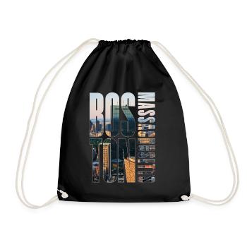 Boston Downtown Skyline Motif - Drawstring Bag - black - Front