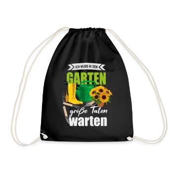 Ich muss in den Garten - Turnbeutel - Schwarz - Vorne