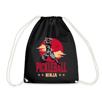 Pickleball Ninja Japanese Art Samurai Pickleballer - Drawstring Bag - black - Front