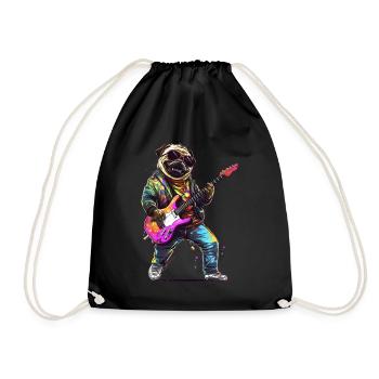 Hund spielt Gitarre - Turnbeutel - Schwarz - Vorne