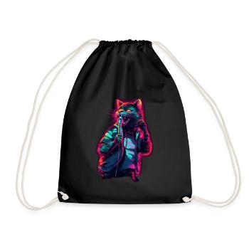 Singende Katze - Turnbeutel - Schwarz - Vorne