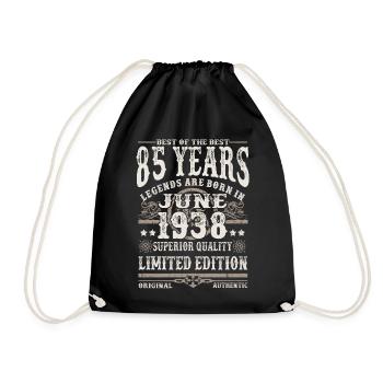 Born in Juni 1938 - 85 years old - Drawstring Bag - black - Front