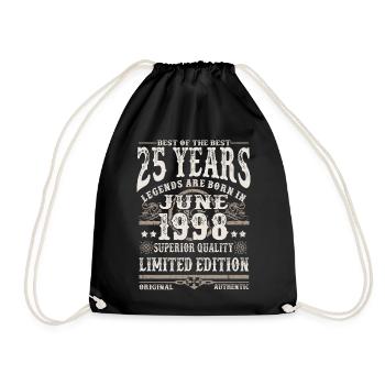 Born in Juni 1998 - 25 years old - Drawstring Bag - black - Front