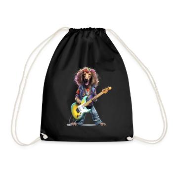 Guitar Playing Dog - Drawstring Bag - black - Front