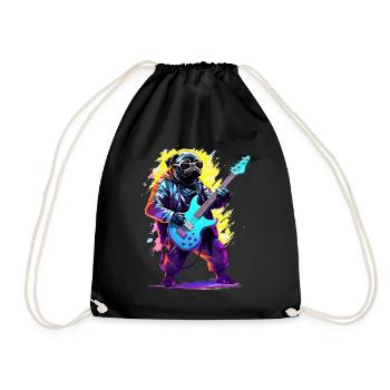 Bass playing dog - Drawstring Bag - black - Front