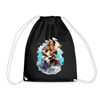 Viking Guitar Rocker Musician Guitarist - Drawstring Bag - black - Front