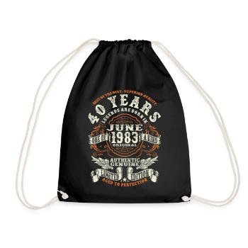 40 years old - born in june 1983 - Drawstring Bag - black - Front
