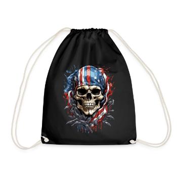 American Skull: Proud of the U.S. - Drawstring Bag - black - Front