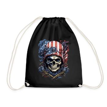 USA Soldier Skull - Drawstring Bag - black - Front