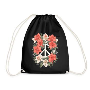 Signe de paix avec des fleurs - Sac de sport léger - noir - Devant