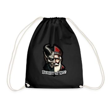 "Frecher oder netter Weihnachtsmann mit zwei Gesichtern VS Krampus - Turnbeutel - Schwarz - Vorne