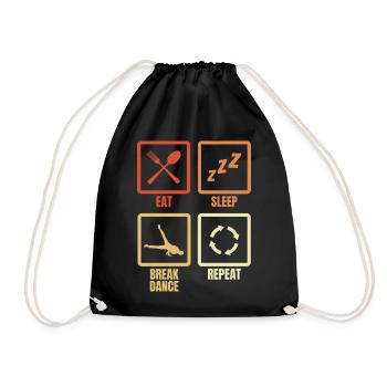 Manger, dormir, faire du breakdance, répéter - Sac de sport léger - noir - Devant