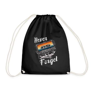 Never Forget -Retro Cassette Vibes - Drawstring Bag - black - Front