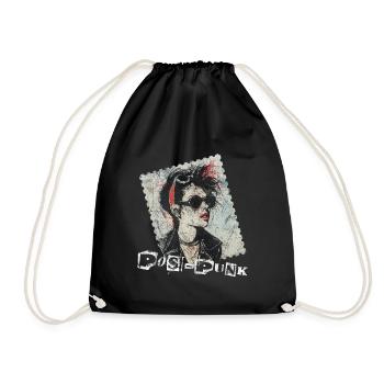 Retro Punk Rock Stamp Design - PosPunk - Drawstring Bag - black - Front